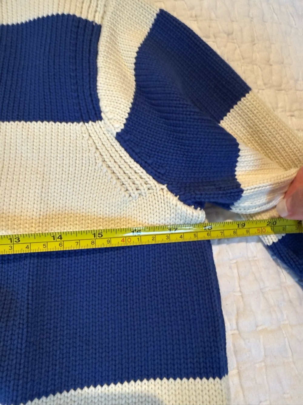AYR The Kickback Blue and Cream Striped Crewneck Sweater - Picture 3 of 6